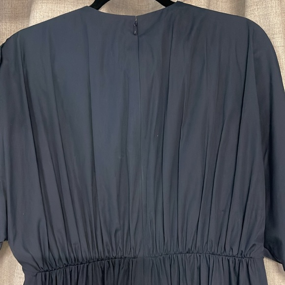 Roksanda Manu Gathered Cotton Poplin Midi Dress in Navy - Picture 7 of 9